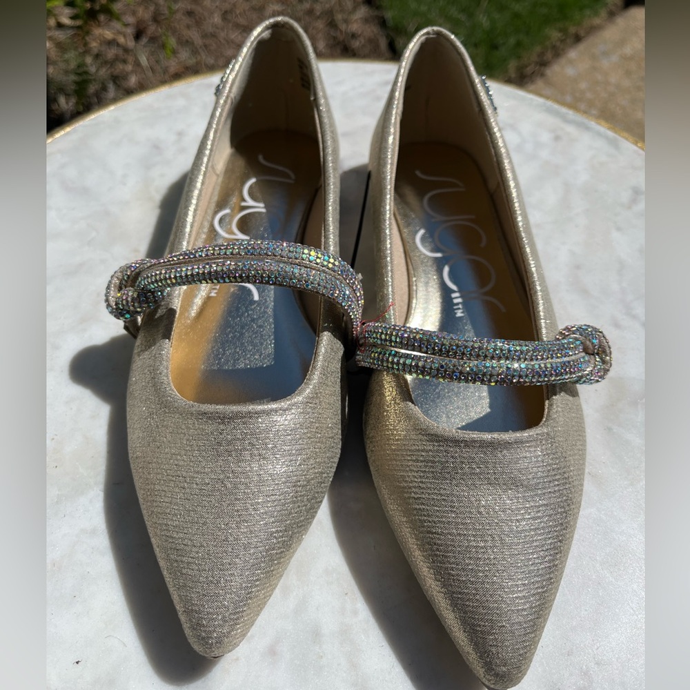 SUGAR Lingo Pointed Toe Rhinestone Flats